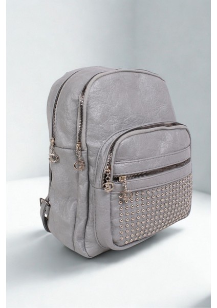 Orijinal Polo Bag Yumuşak Deri Orta Boy Taşlı Kadın Sırt Çantası