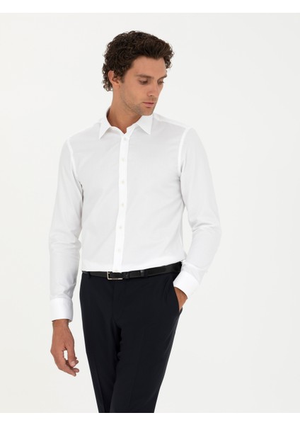 Erkek Beyaz Slim Fit Uzun Kollu Gömlek 50282347-VR013 modelleri