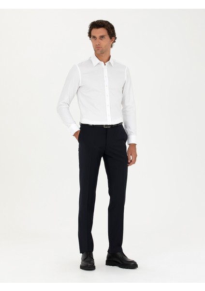 Erkek Beyaz Slim Fit Uzun Kollu Gömlek 50282347-VR013 fırsatları