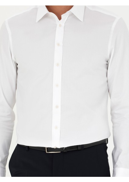 Erkek Beyaz Slim Fit Uzun Kollu Gömlek 50282347-VR013