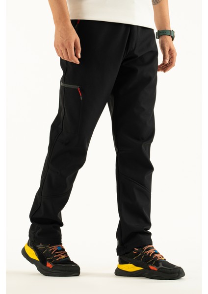 Erkek Softshell Pantolon Su İtici Polar Astar İle Rüzgar Geçirmez Tasarım 4 Cepli