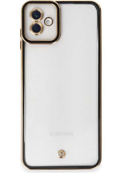 Samsung Galaxy A04 Elegant Liva Lens Kapak – (Şeffaf Gövde, Altın Çerçeveli Kamera Koruma) - Siyah fiyatları