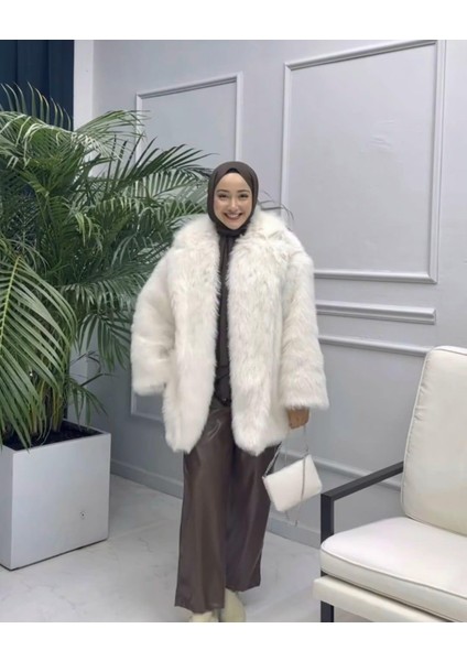 Kadın Krem Peluş Içi Astarlı Kaban fiyatları