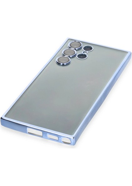 Samsung Galaxy S22 Ultra Crystal Shield Lensli Silikon (Lens Protector / Kamera Koruyucu Kılıf) - Açık Mavi fırsatları