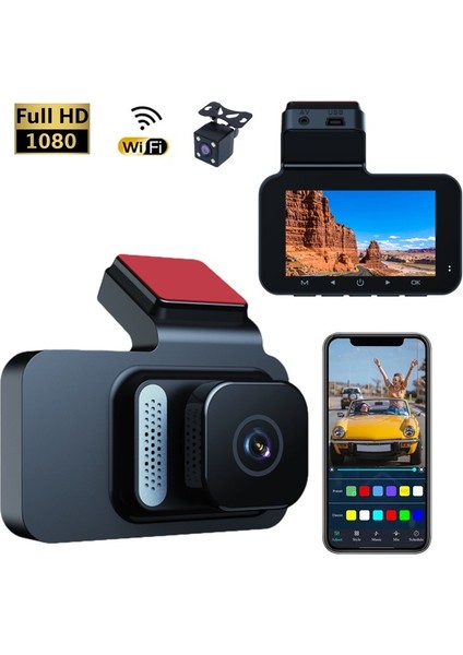 Araç Içi Kamera Wifi Yol Kayıt Cihazı 170° Açı Full Hd 1080P G Sensörlü Hareket Sensörlü