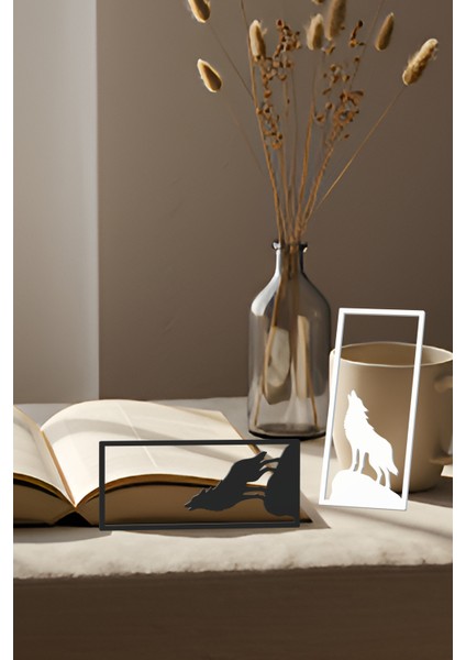 Kurt Kitap Ayracı, Modern Tasarım, Hafif ve Şık 2’li, Siyah ve Beyazın Modern Uyumu