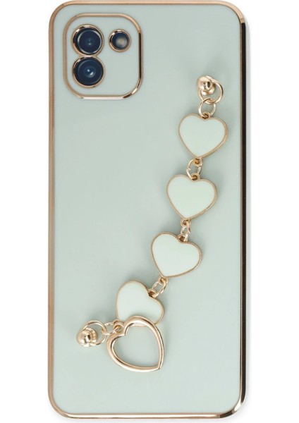 Samsung Galaxy A03 Elegant Charm Case (Kalpli Zincirli Kılıf) Elegant Silicone Cover - Su Yeşili fiyatları