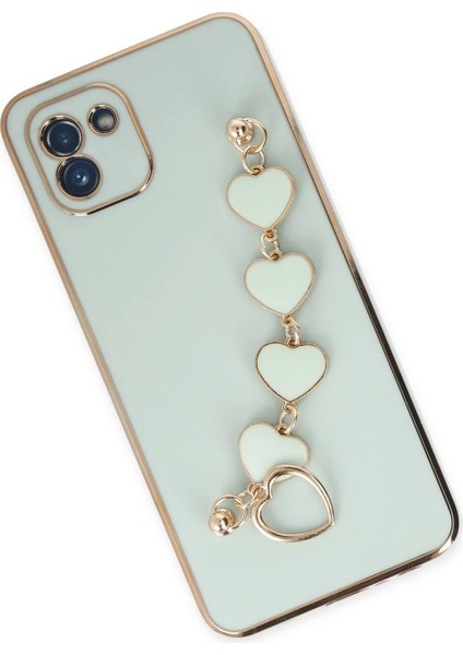 Samsung Galaxy A03 Elegant Charm Case (Kalpli Zincirli Kılıf) Elegant Silicone Cover - Su Yeşili modelleri
