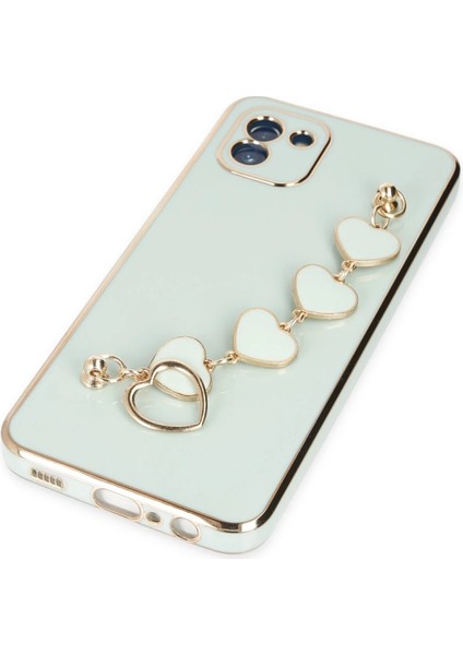 Samsung Galaxy A03 Elegant Charm Case (Kalpli Zincirli Kılıf) Elegant Silicone Cover - Su Yeşili fırsatları