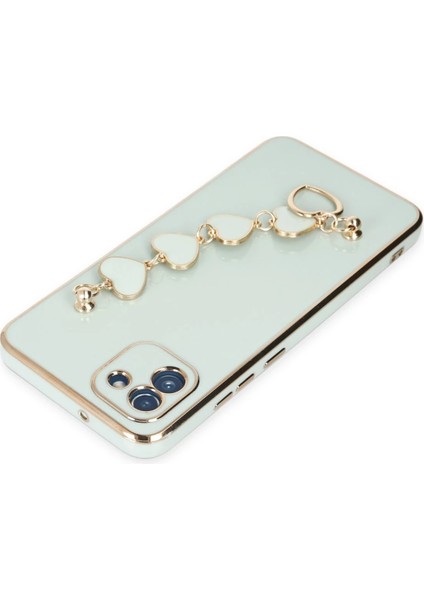 Samsung Galaxy A03 Elegant Charm Case (Kalpli Zincirli Kılıf) Elegant Silicone Cover - Su Yeşili indirimleri
