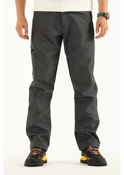 Erkek Gri Içi Polar Su Itici Rüzgar Geçirmez Kışlık Softshell Outdoor Pantolon