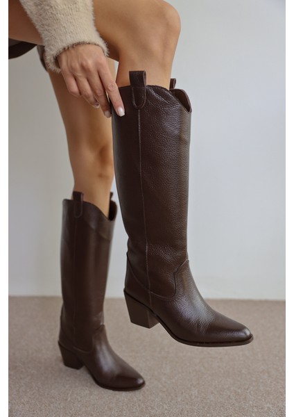 Amaya Gerçek Deri Kadın Çizme- Kahverengi modelleri