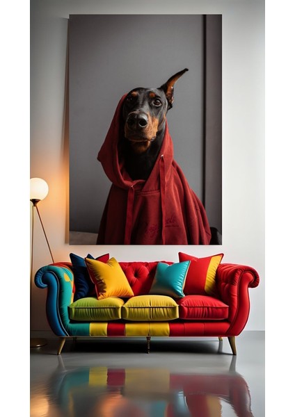 Doberman Ev Hali V1 Ev Duvar Salon Güzellik Salonu Ofis Dükkan Dekarasyon Kanvas Tablo