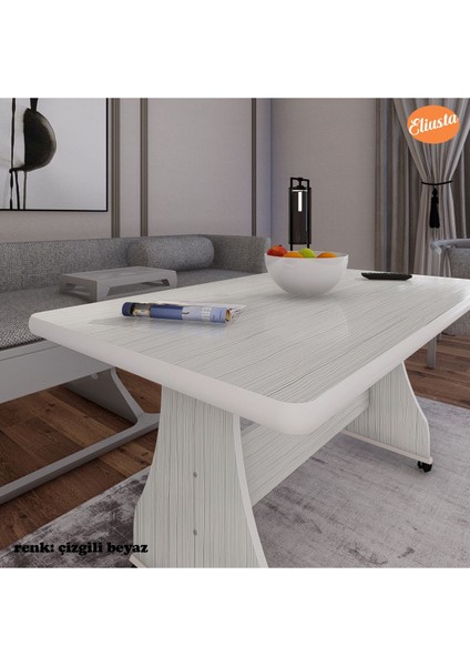 Tekerlekli Mdf Masa Bahçe Masası Ofis Sehpası Orta Sehpa