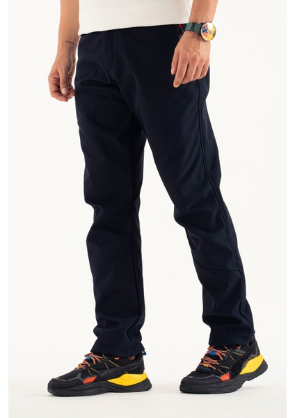 Erkek Lacivert Kışlık Içi Polar Su Itici Rüzgar Geçirmez Outdoor Softshell Pantolon