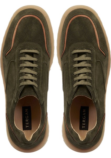 Yeşil Hakiki Süet Deri Erkek Sneaker - E24I1AY56723-J86