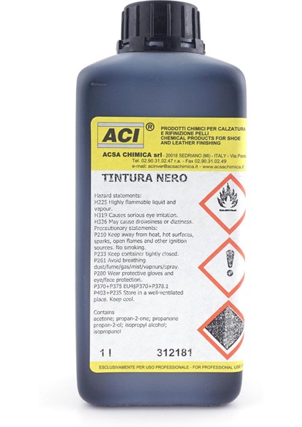 Acı Tintura Nero 1 Litre Profesyonel Siyah Deri Renk Değiştirme Boyası
