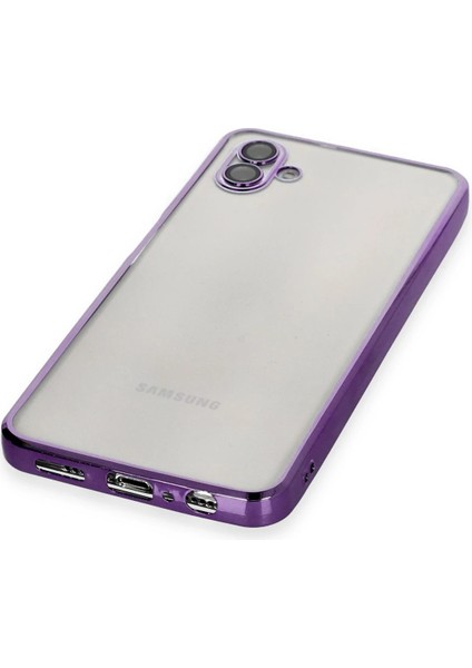 Samsung Galaxy A04 Crystal Shield Lensli Silikon (Lens Protector / Kamera Koruyucu Kılıf) - Mor fırsatları