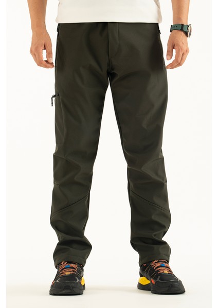 Erkek Haki Kışlık Içi Polar Su Itici Rüzgar Geçirmez Outdoor Softshell Pantolon
