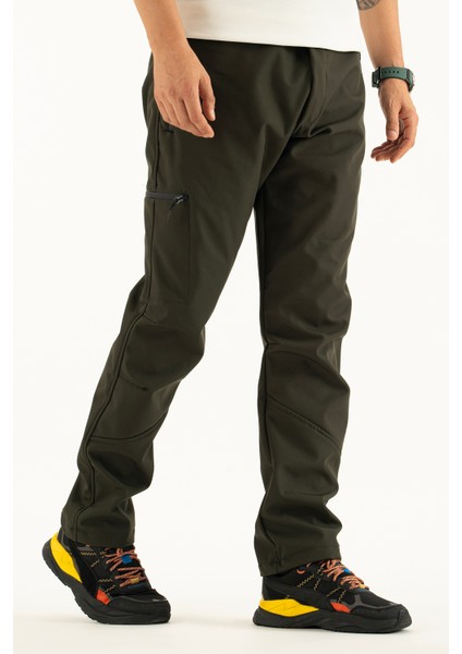 Erkek Haki Kışlık Içi Polar Su Itici Rüzgar Geçirmez Outdoor Softshell Pantolon indirimleri