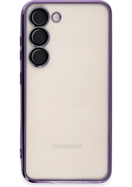Samsung Galaxy S23 Crystal Shield Lensli Silikon (Lens Protector / Kamera Koruyucu Kılıf) - Mor fiyatları