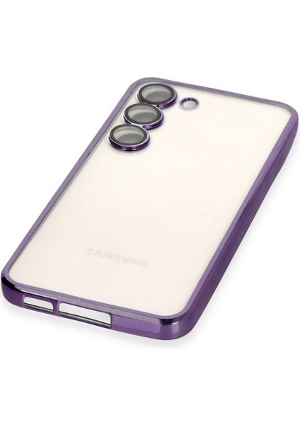 Samsung Galaxy S23 Crystal Shield Lensli Silikon (Lens Protector / Kamera Koruyucu Kılıf) - Mor fırsatları