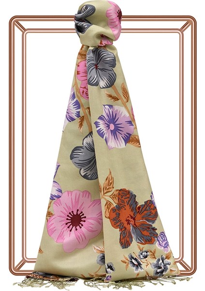 Petunya Desenli Ipek Şal