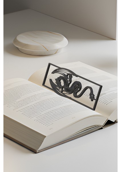 Ejderha Kitap Ayracı, Modern Tasarım, Hafif ve Şık 2’li, Siyah ve Beyazın Modern Uyumu modelleri