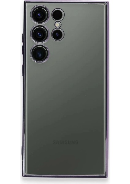 Samsung Galaxy S23 Ultra Crystal Shield Lensli Silikon (Lens Protector / Kamera Koruyucu Kılıf) - Mor