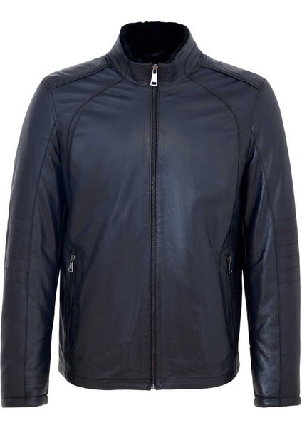 Lacivert Hakiki Deri Erkek Hakiki Deri Mont - E23KKM310467-Q3R fiyatları