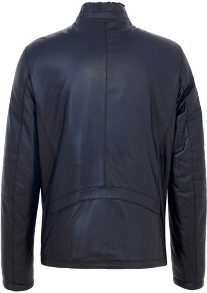 Lacivert Hakiki Deri Erkek Hakiki Deri Mont - E23KKM310467-Q3R