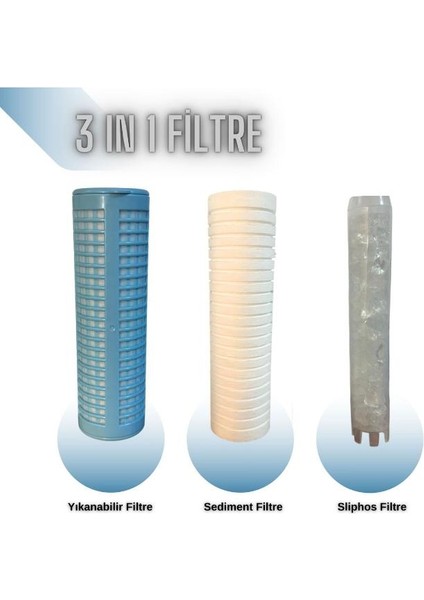 Tek Housingli Daire Girişi Kireç Önleyici Tortu Filtreli 3 Özellikli Su Arıtma Filtre fiyatları