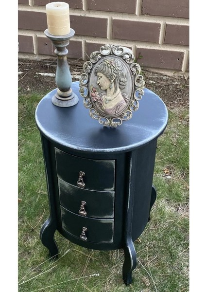Siyah Gümüş Eskitme 3 Çekmeceli Vintage Komodin fiyatları