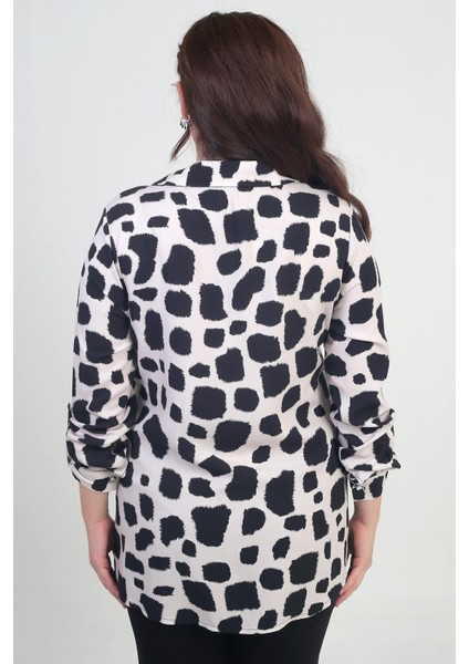 Kadın Kol Katlamalı Desenli Büyük Beden Gömlek fırsatları