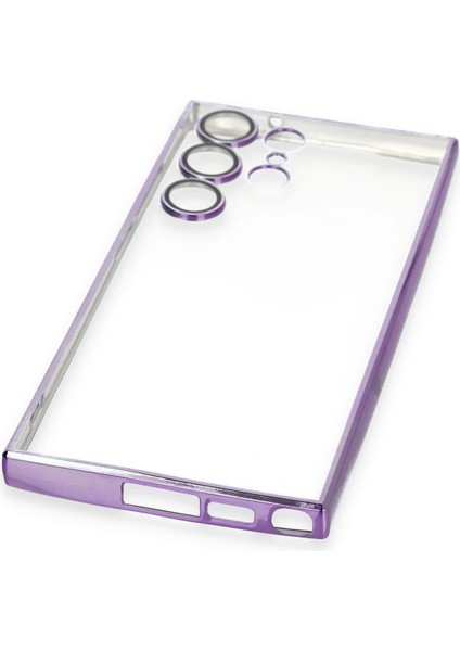 Samsung Galaxy S23 Ultra Crystal Shield Lensli Silikon (Lens Protector / Kamera Koruyucu Kılıf) - Mor indirimleri