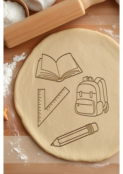 Okul Seti Kurabiye Kalıbı, Hamur Şekillendirici, Bisküvi Kalıbı, Kolay Kesim Ucu