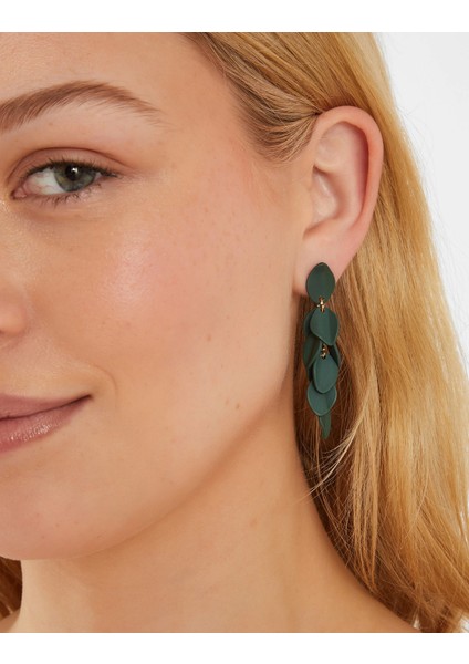 Sallantılı Yaprak Küpe Yeşil