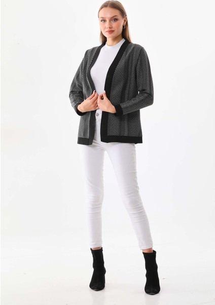 Kadın Desenli Önü Açık Ceket 23958 Siyah fiyatları