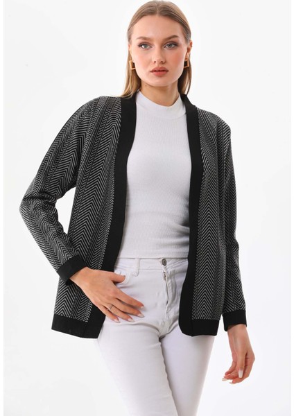 Kadın Desenli Önü Açık Ceket 23958 Siyah modelleri
