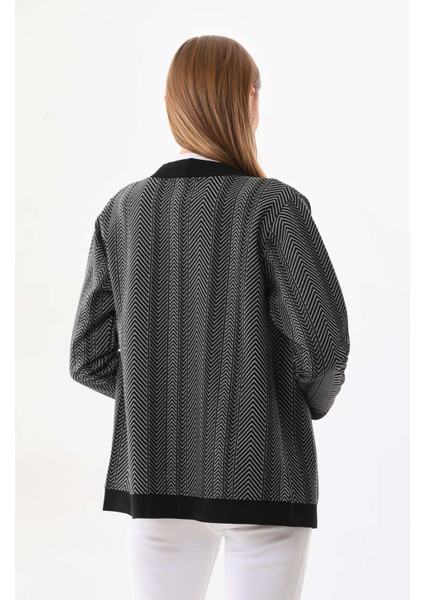 Kadın Desenli Önü Açık Ceket 23958 Siyah indirimleri