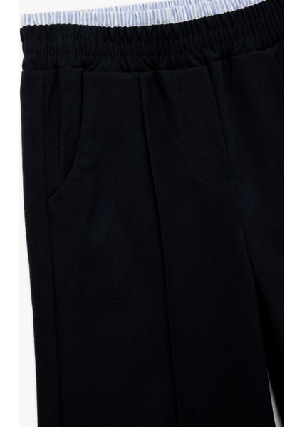 Beli Lastikli Viskon Karışımlı Basic Geniş Paça Pantolon modelleri
