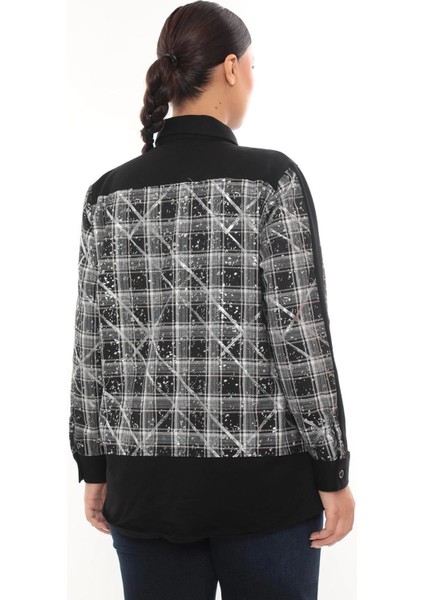 Şık Ekose Detaylı Uzun Kollu Büyük Beden Kadın Gömlek indirimleri