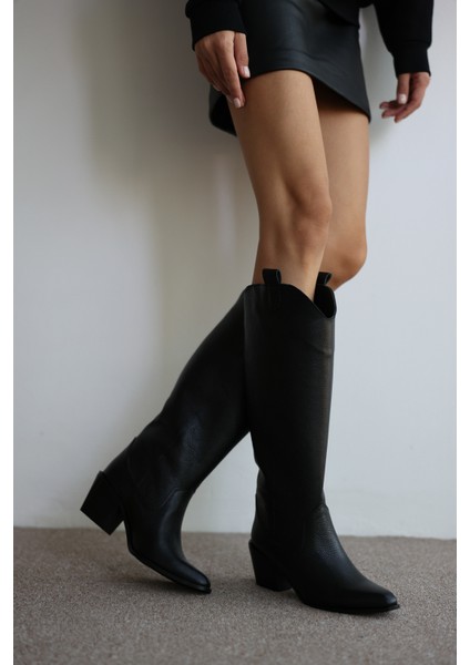 Amaya Gerçek Deri Kadın Çizme- Siyah fiyatları