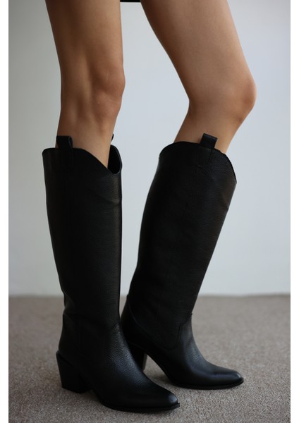 Amaya Gerçek Deri Kadın Çizme- Siyah modelleri