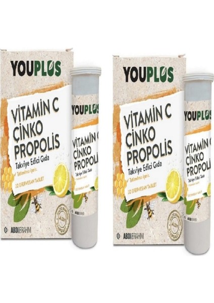 Vitamin C Çinko Propolis 20 Efervesan Tablet 2'li Avantaj Paket