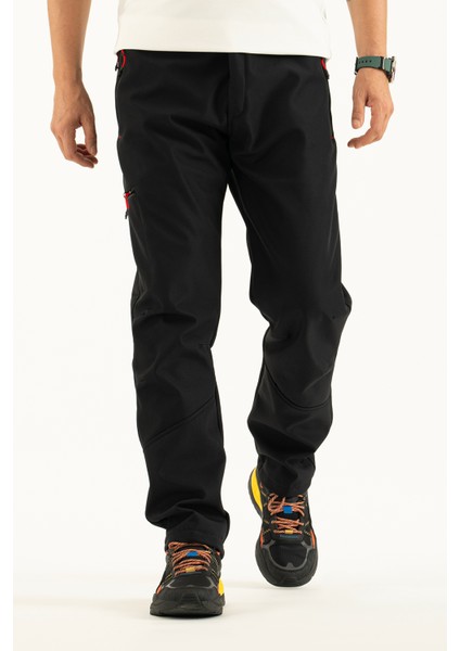 Erkek Siyah Softshell Pantolon Polar Astar Su İtici Ve Rüzgar Geçirmez Günlük Kullanım İçin indirimleri
