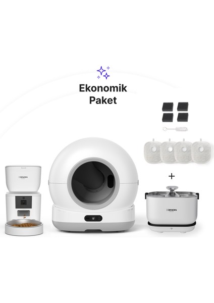 Akıllı Otomatik Kameralı Kedi Tuvaleti Paslanmaz Çelik Kaseli 4lt Mama Kabı Akıllı Bataryalı Su Pınarı ve Filtre 4'lü Pet Seti fiyatları