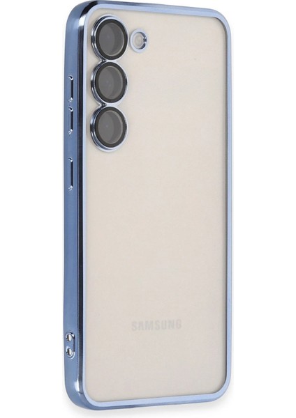 Samsung Galaxy S23 Crystal Shield Lensli Silikon (Lens Protector / Kamera Koruyucu Kılıf) - Açık Mavi