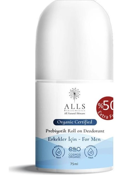 Organik Prebiyotik Roll On Deodorant 75 ml - Erkekler Için