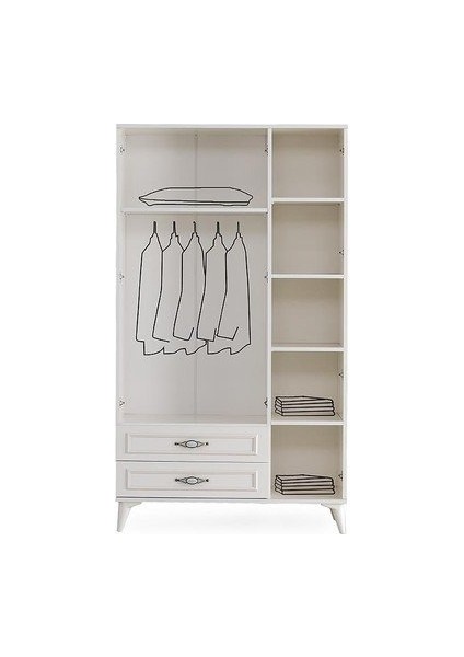 Bera Ceviz - Beyaz 3 Kapılı Tuğçe Dolap fiyatları